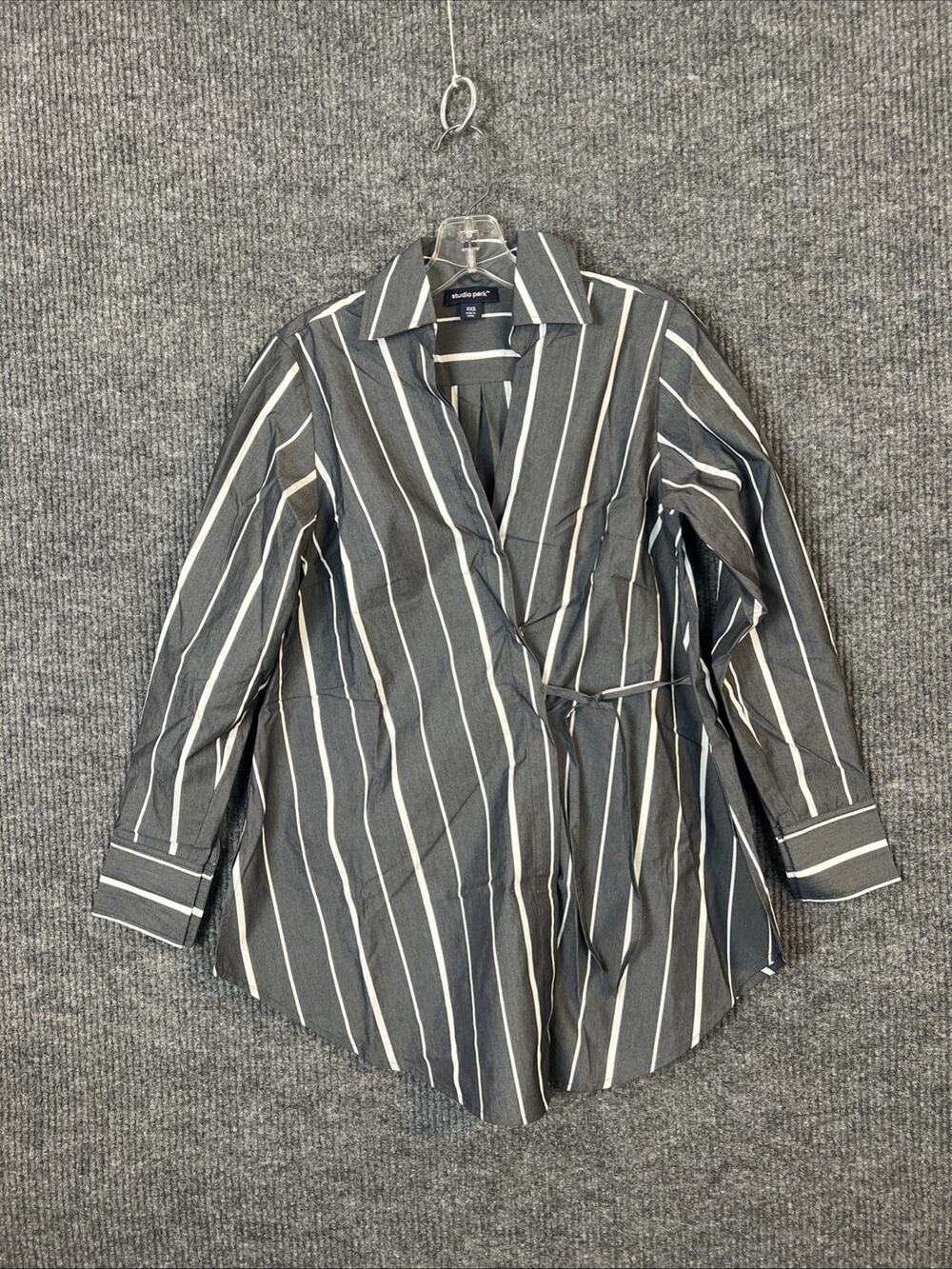 Studio Park x Leah Williams Woven Collared Wrap Shirt Womens Size XXS Graphite